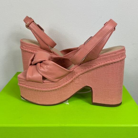 New Sam Edelman Theresa Square Toe Ankle Strap Platform Sandals in Pink Size 7 - Picture 6 of 10
